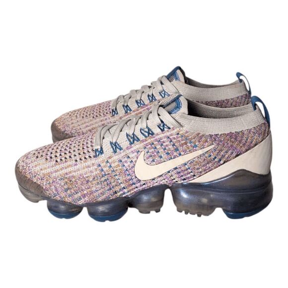 NIKE Air VaporMax Flyknit 3 "Desert Sand Vivid Purple" Running Shoes Size 7 - Picture 2 of 9
